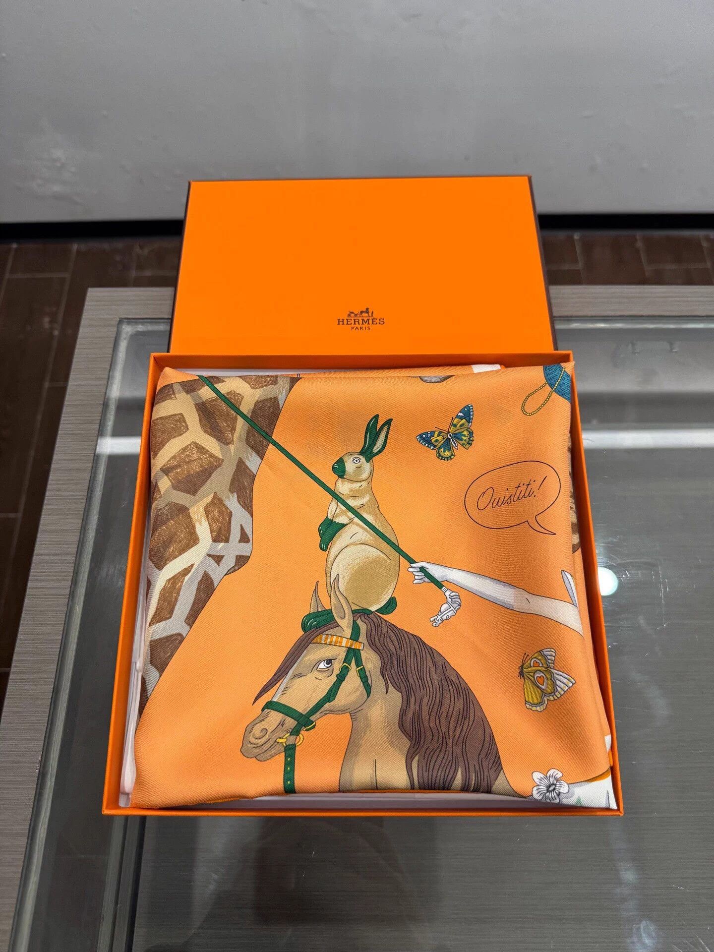 Hermes Hermes Circus Orange Cartoon Silk Scarf 90x90cm Size ONE SIZE - 2 Thumbnail