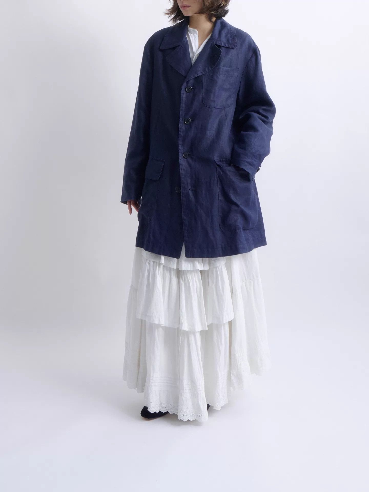 Gianfranco Ferre GIANFRANCO FERRE 90s STUDIO Line Indigo Linen Jacket Size US S / EU 44-46 / 1 - 1 Thumbnail