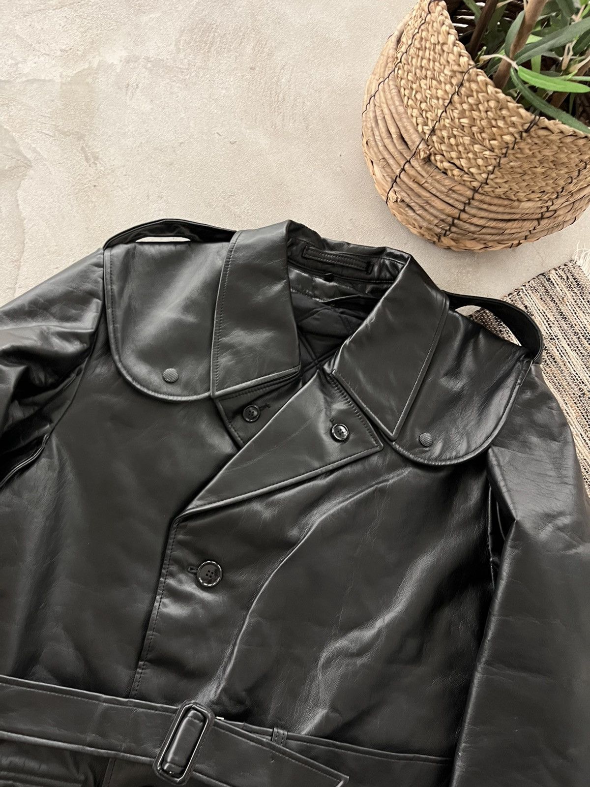 Genuine Leather Vintage Black Faux Leather Trench Coat Gothic Military Style Size US L / EU 52-54 / 3 - 9 Thumbnail
