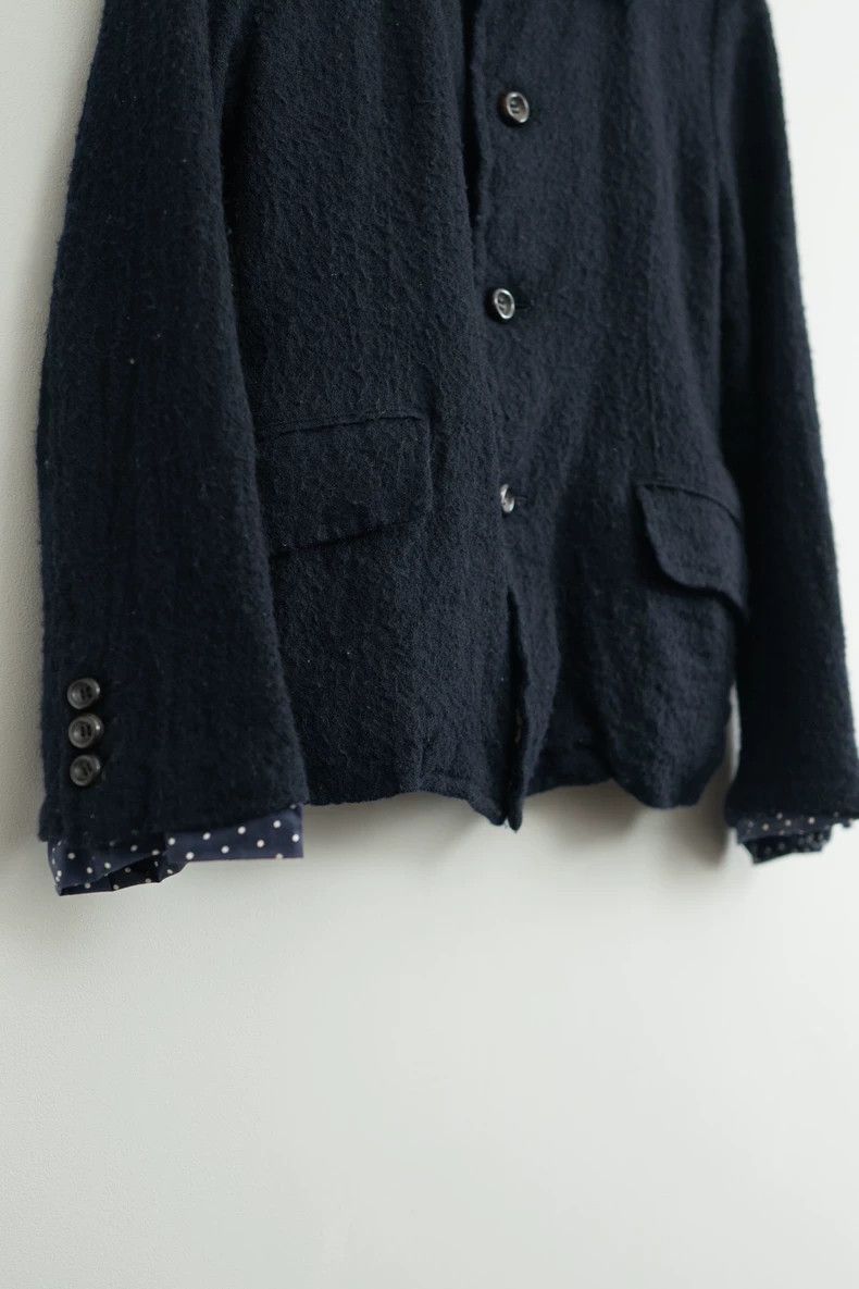 Comme des Garcons Comme des Garcons Navy blue felted wool lapel single-breas Size S / US 4 / IT 40 - 5 Thumbnail