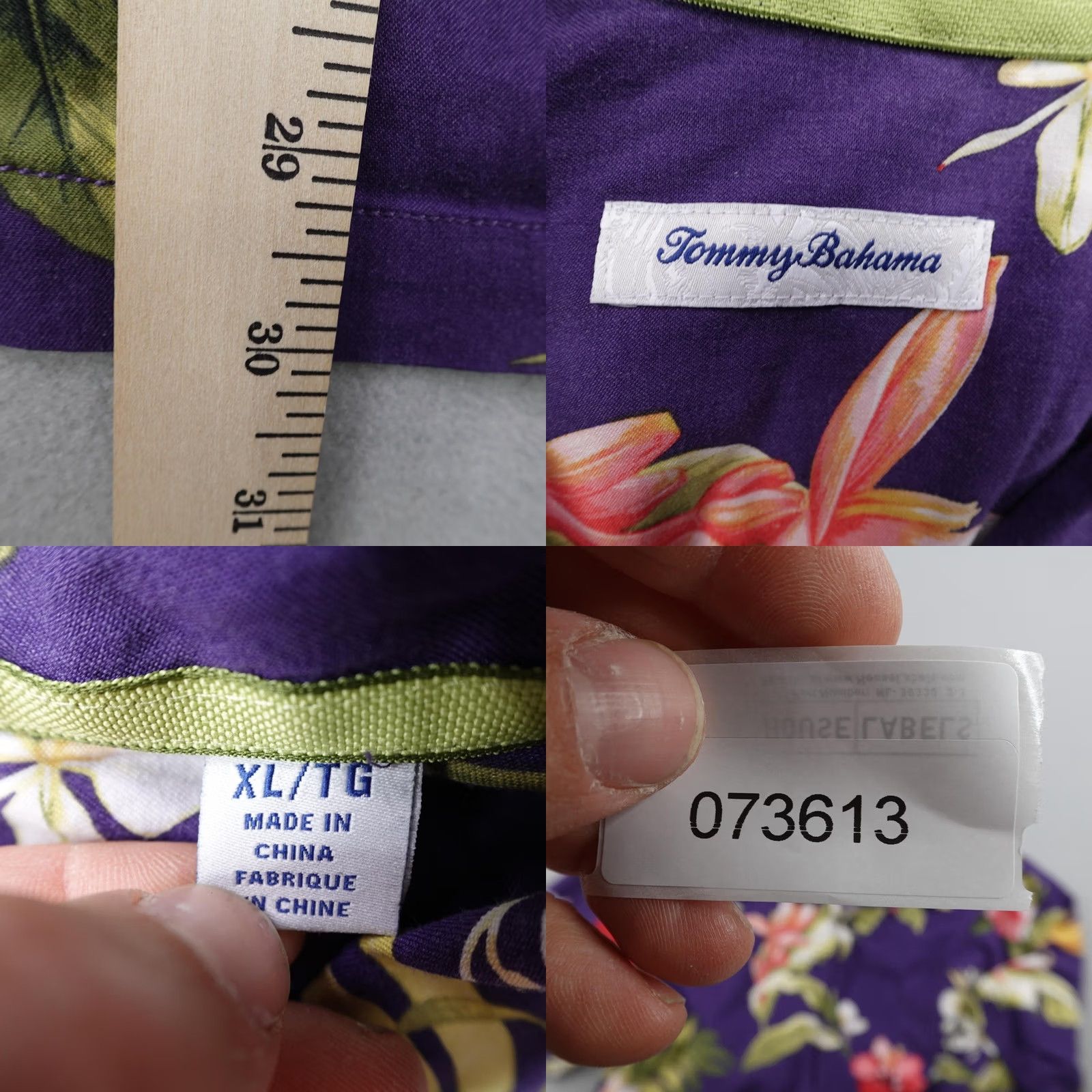 Tommy Bahama VINTAGE Tommy Bahama Shirt Men XL Purple Floral Hawaiian Aloha Button Up Camp Silk Blend Size US XL / EU 56 / 4 - 8 Thumbnail