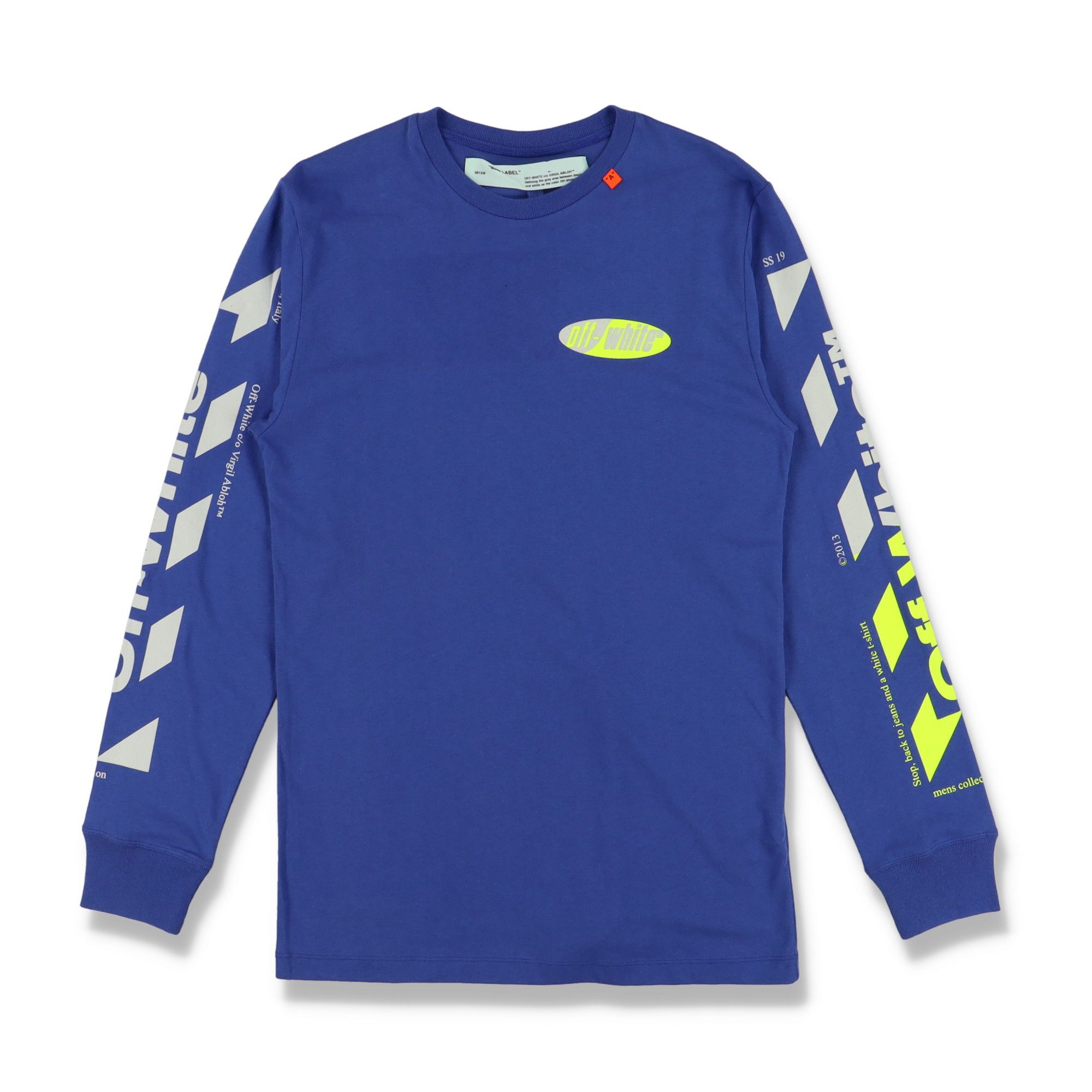 Off-White Blue Diag Split Arrows Logo Long Sleeve T-Shirt Size M / US 6-8 / IT 42-44 - 6 Thumbnail