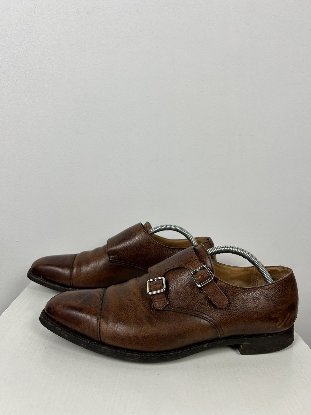 image of Crockett Jones Crockett & Jones Brown Leather Monk Shoes Size ~Us10, Men's