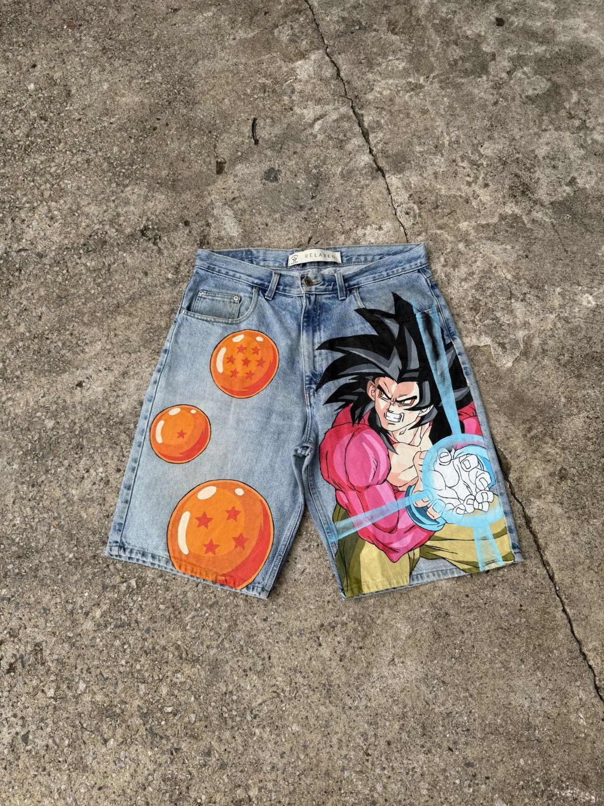Anime × Arizona Jean Co. × Handmade Arizona jorts custom hand painted Goku Size US 34 / EU 50 - 2 Thumbnail