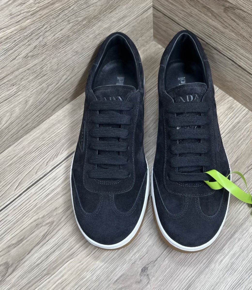 Prada Prada Black Triangle Logo Retro Sneakers J41 Size US 7 / EU 40 - 2 Thumbnail