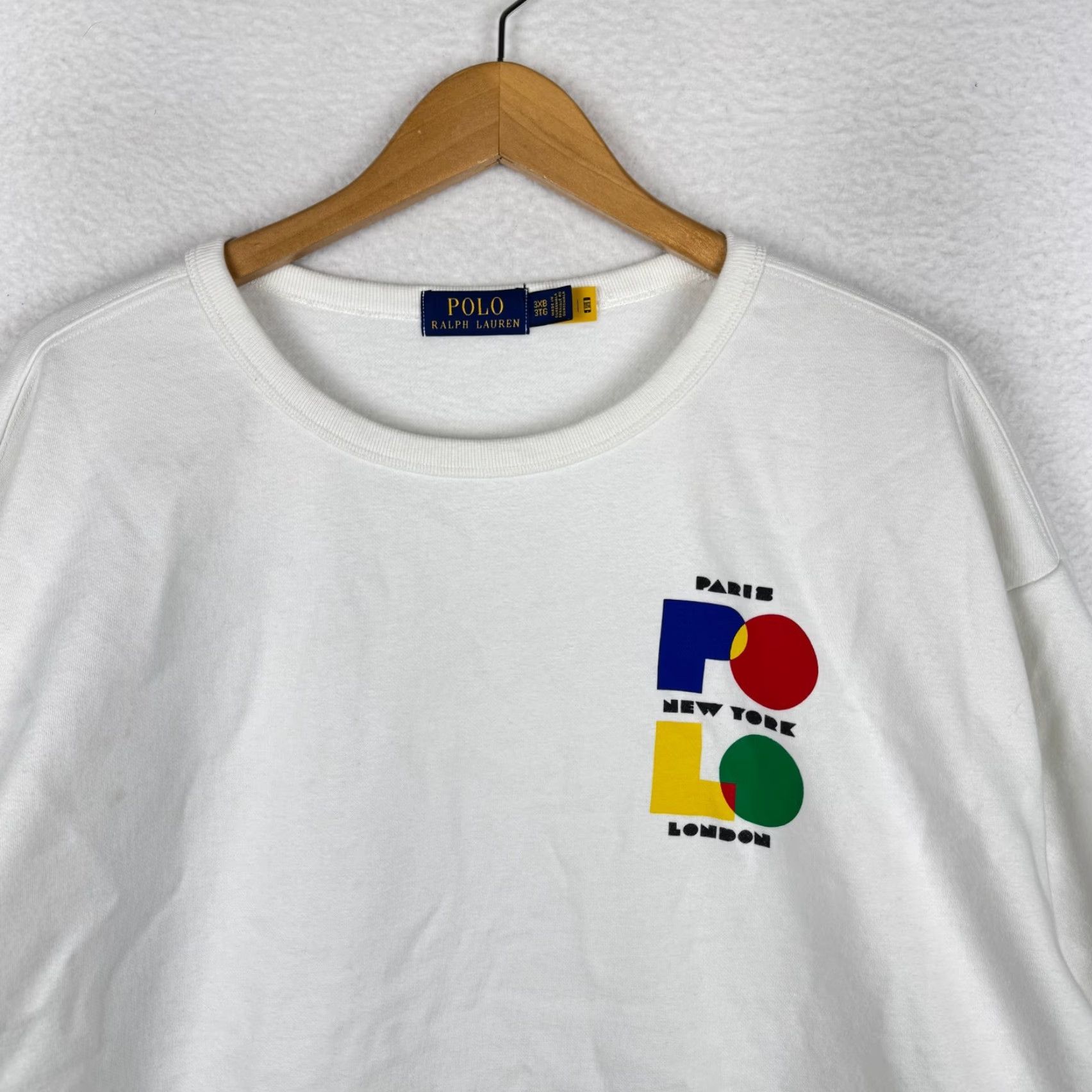 Polo Ralph Lauren Polo Ralph Lauren Sweatshirt Big 3X White Paris New York London Spellout Crew Neck Knit Pullover Men Big & Tall Size US XXL / EU 58 / 5 - 3 Thumbnail