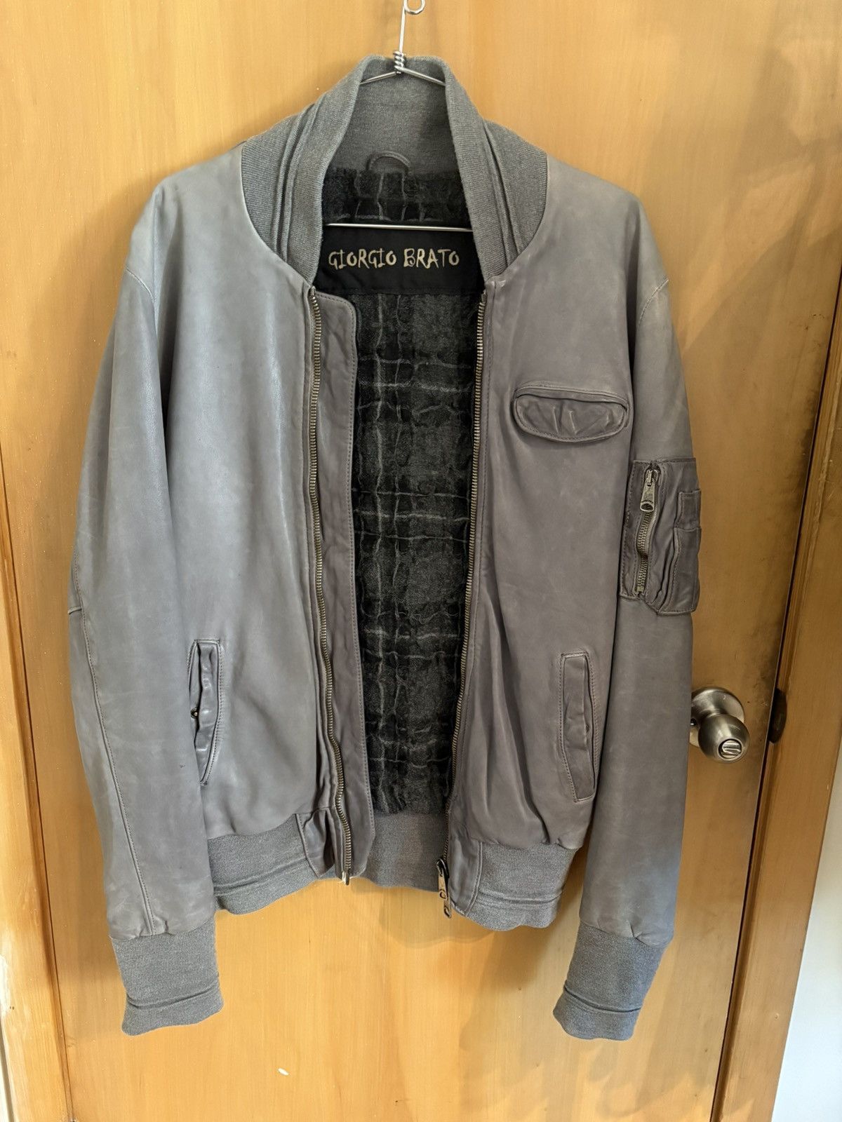 Giorgio Brato Collard Leather Bomber Jacket