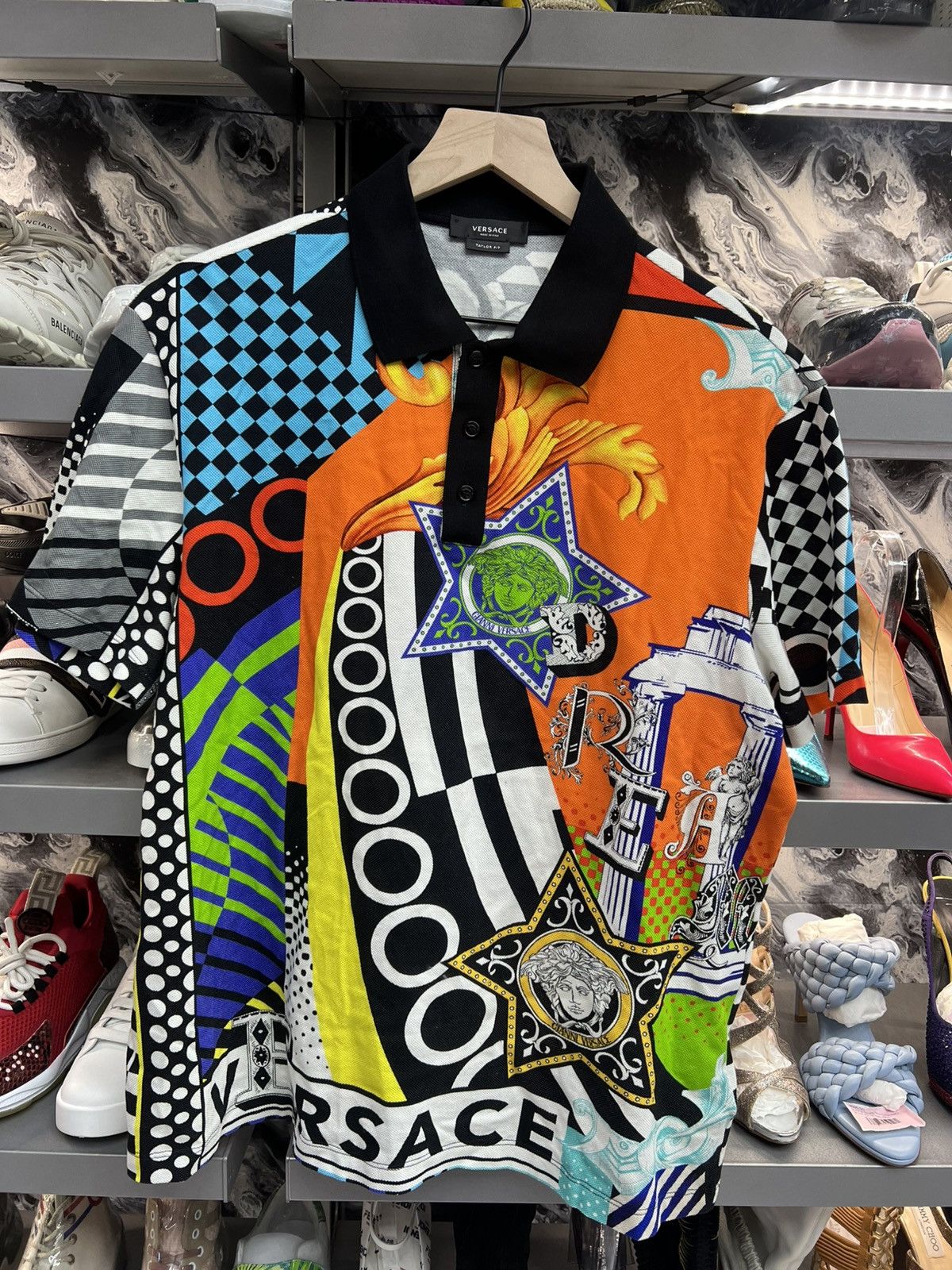 Versace Versace Multicolor Collage Print Taylor-Fit Polo Size US XL / EU 56 / 4 - 1 Thumbnail