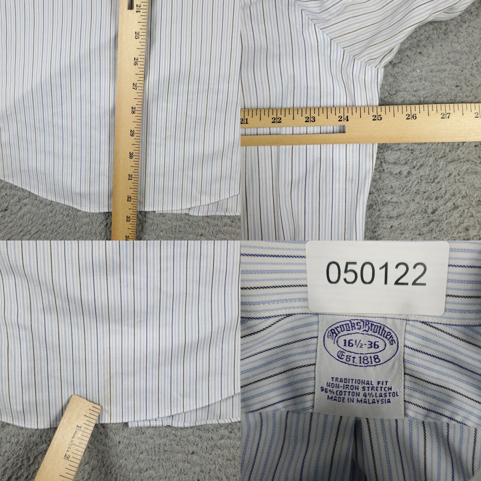 Brooks Brothers Brooks Brothers Dress Shirt Men's 16.5 Blue Striped Long Sleeve Button Up Non-Iron Classic American Size 42R - 8 Thumbnail