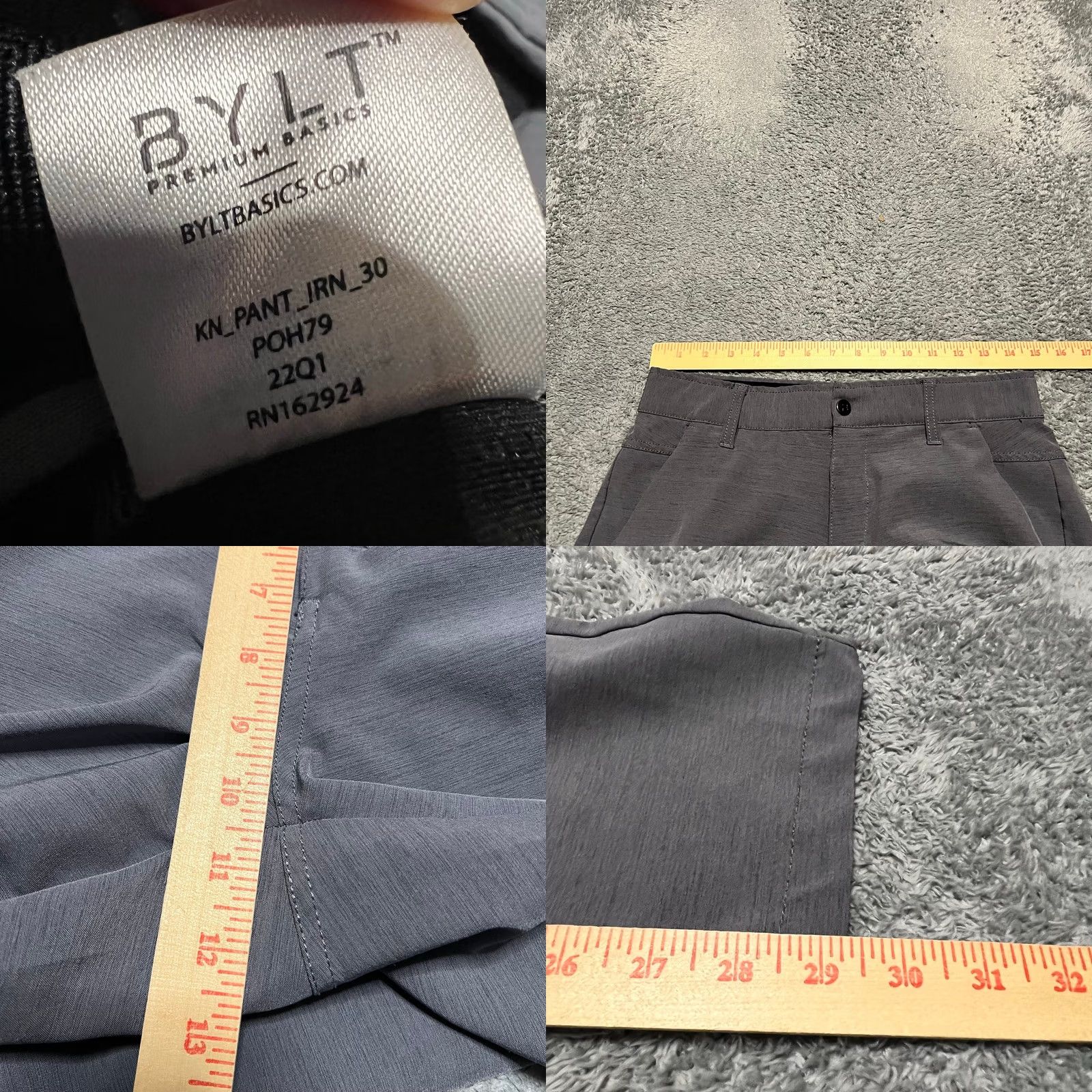 Asics BYLT Kinetic Pants Mens 30x29 Gray Stretch Chino Comfort Tech Premium Basics Ankle Mens Size US 30 / EU 46 - 8 Thumbnail