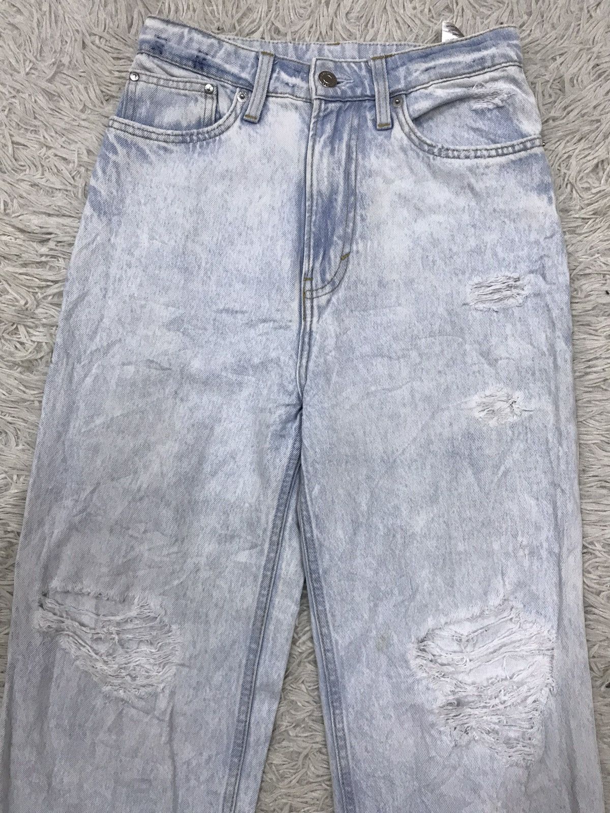 H&M H&M Loose Straight Distressed Baggy Jeans Size 24" / US 00 / IT 34 - 4 Thumbnail
