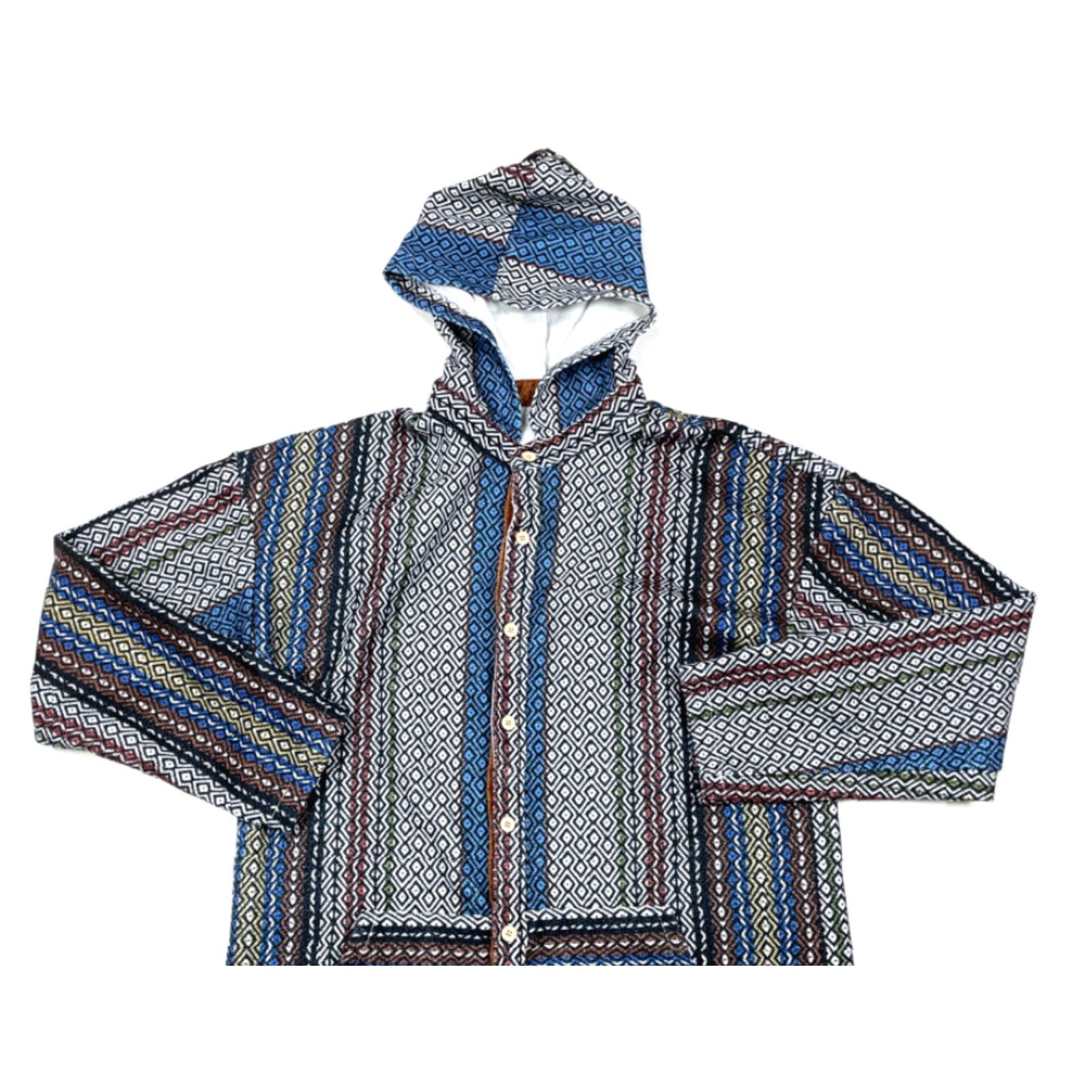 Etro Retro Tribal Geometric Colorful Print Fleece Hooded Shirt Adult Medium Festival Size US M / EU 48-50 / 2 - 3 Thumbnail