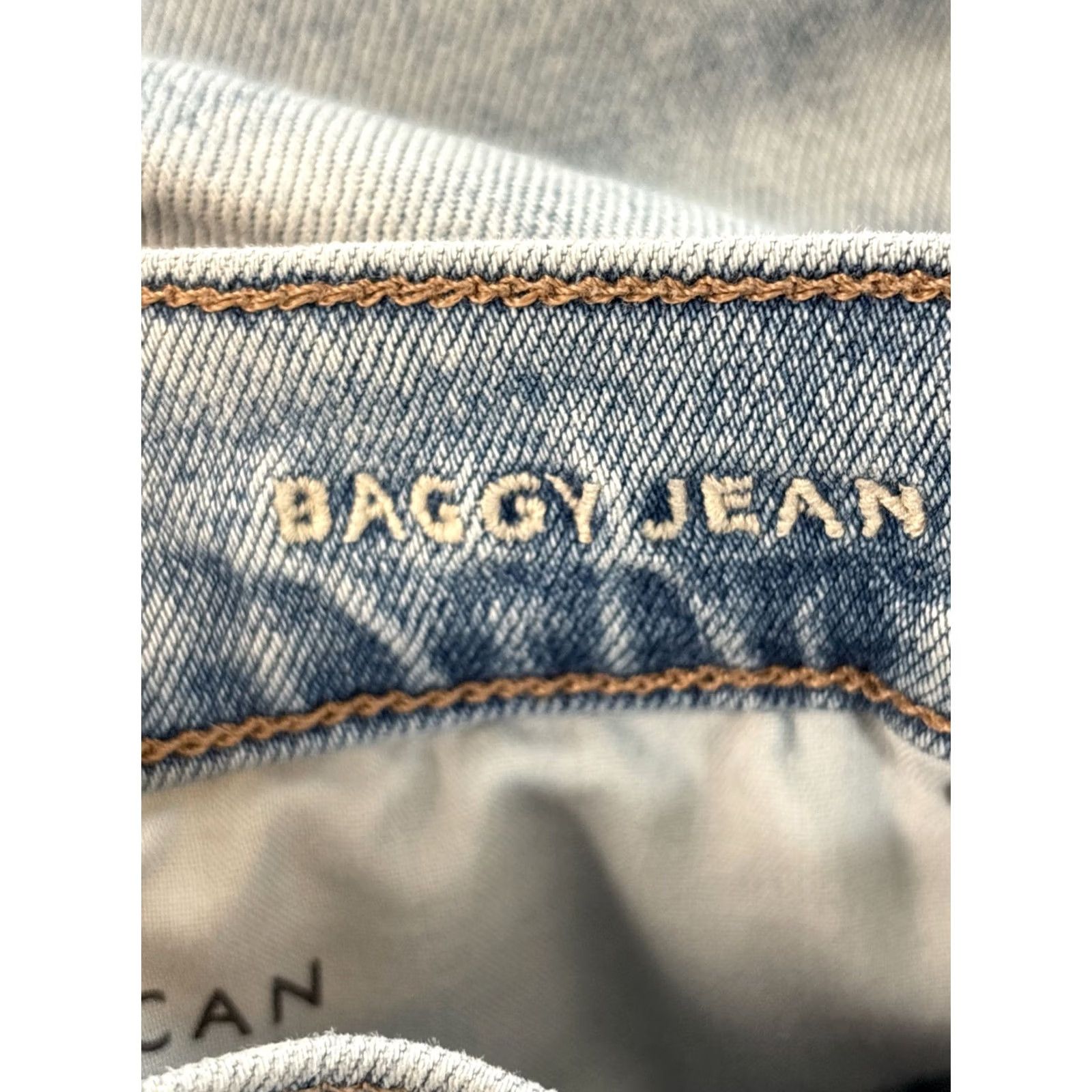 American Eagle Outfitters VINTAGE American Eagle Outfitters Jeans 14 Blue Super High Rise Baggy Wide-Leg Distressed Jeans Women 90s Y2K Curvy Model Size 36" / US 14 / IT 50 - 5 Thumbnail