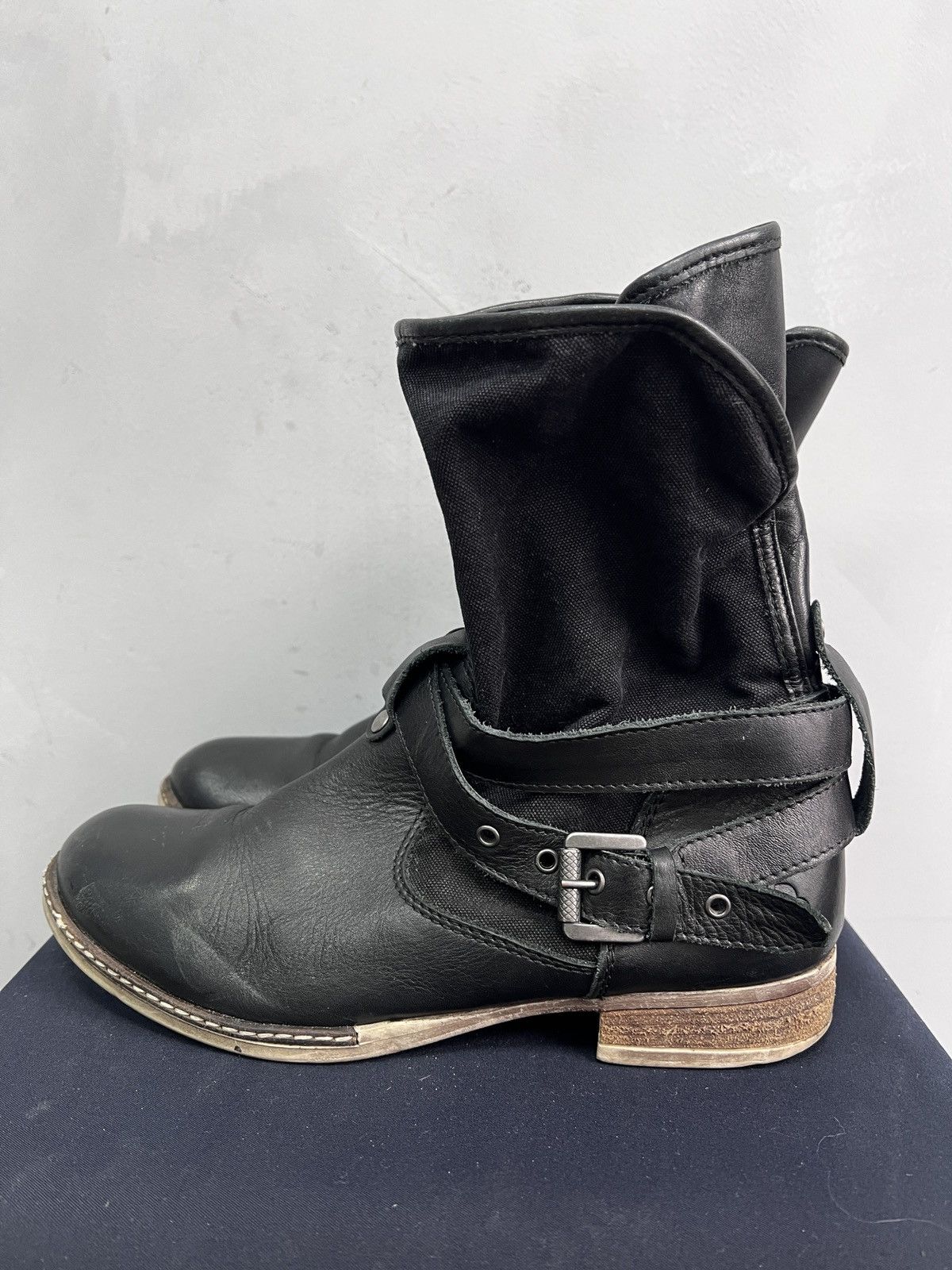 Hedi Slimane Leather ankle moto leather y2k boots belted margiela style Size US 7.5 / EU 40-41 - 1 Thumbnail