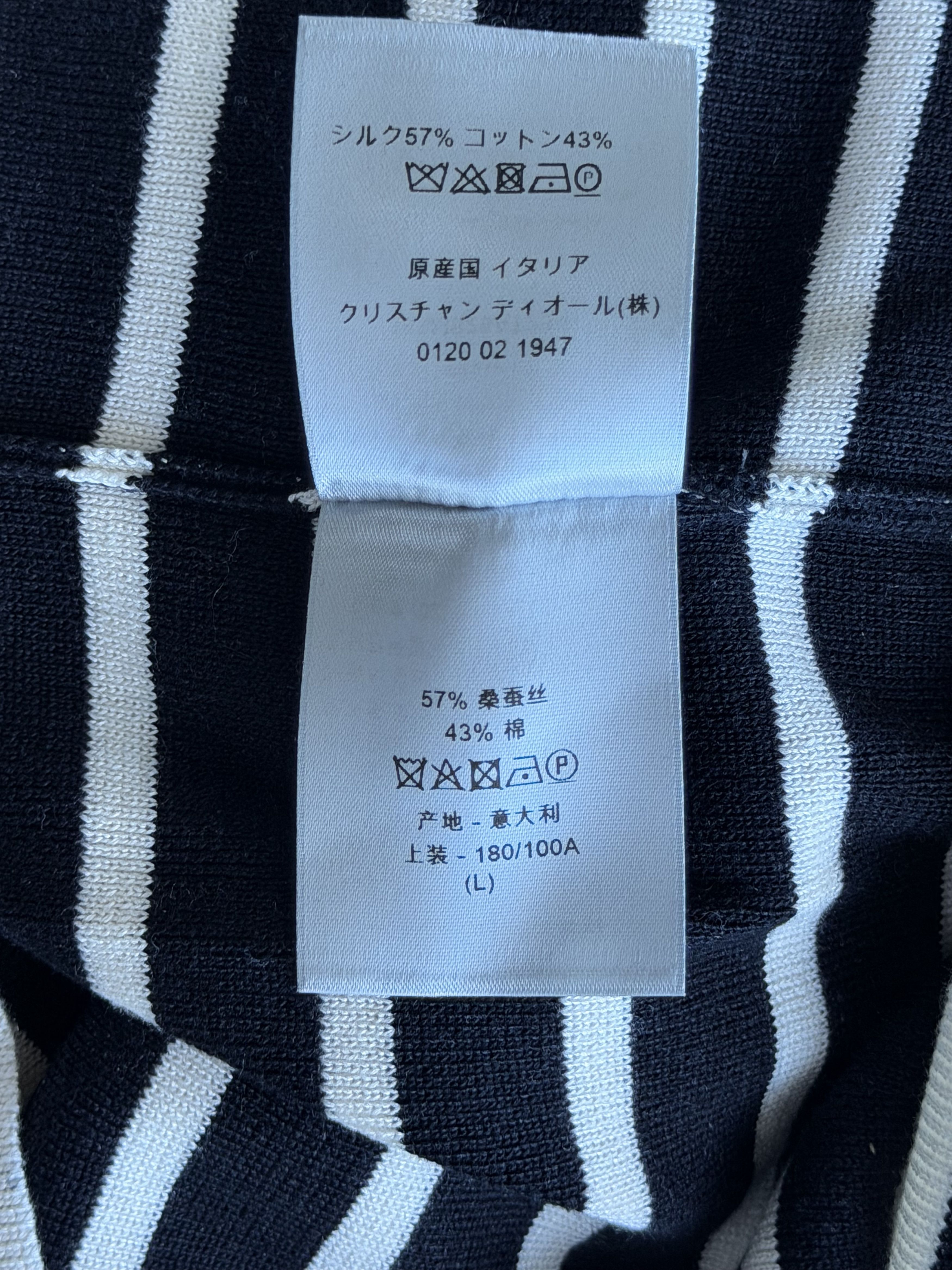 Dior Dior Black & White Striped Logo Longsleeve T-Shirt Size US L / EU 52-54 / 3 - 5 Thumbnail