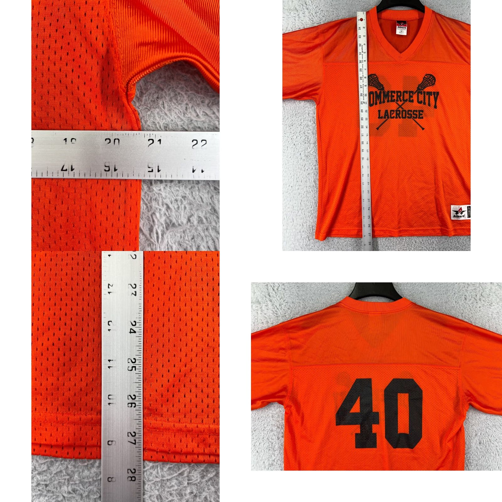Vintage Alleson Athletic T-Shirt Mens M Orange V-Neck Polyester Shirt Sports Logo 90s? Size US M / EU 48-50 / 2 - 9 Thumbnail