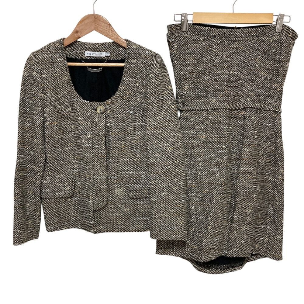 Chloe Chloe See By Chloe Tweed Jacket Dress Ensemble Textile Suits DUTY FREE for USA Size ONE SIZE - 1 Thumbnail