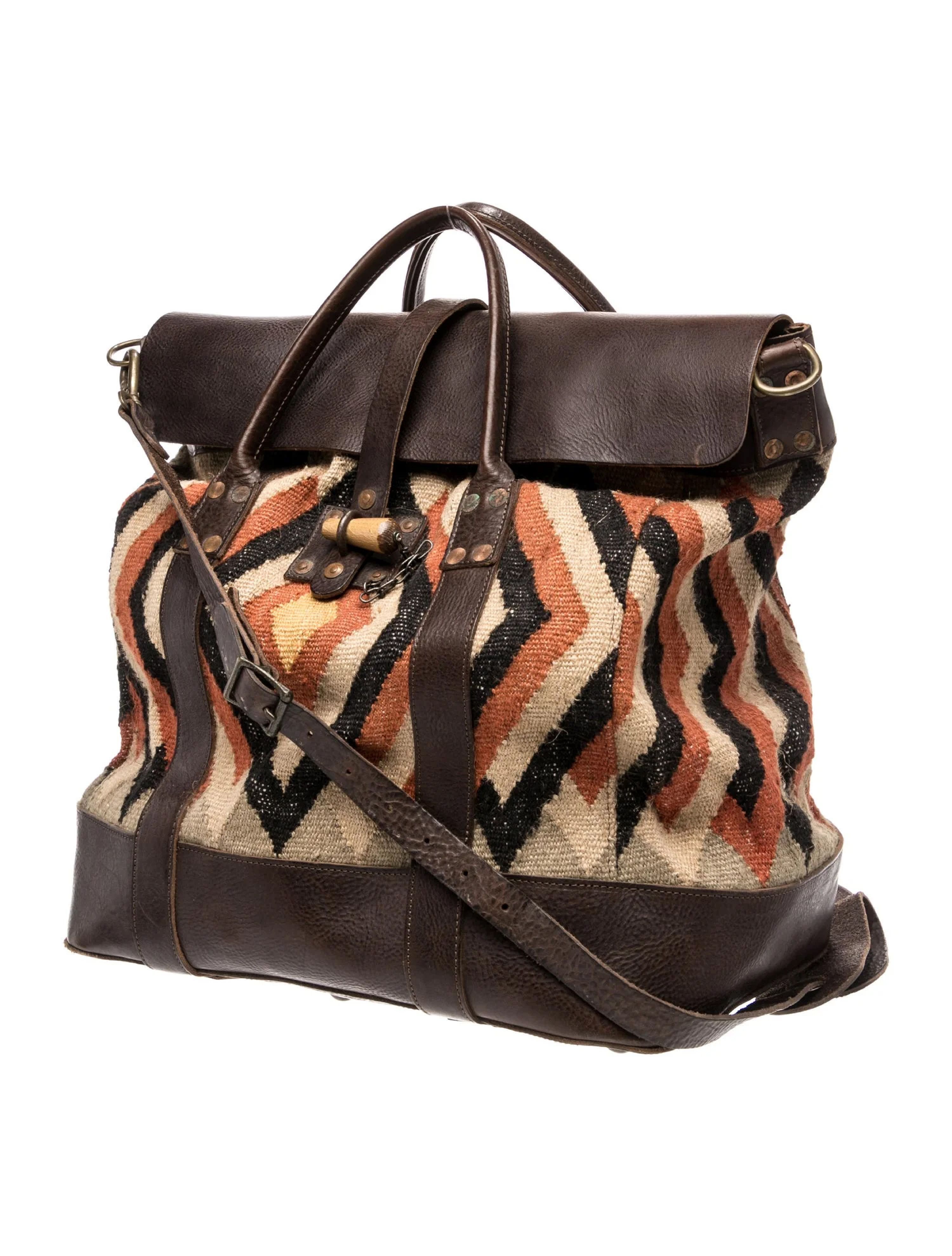 RRL Ralph Lauren RRL Double RL Navajo Blanket-Style Leather Duffel Bag Size ONE SIZE - 2 Thumbnail
