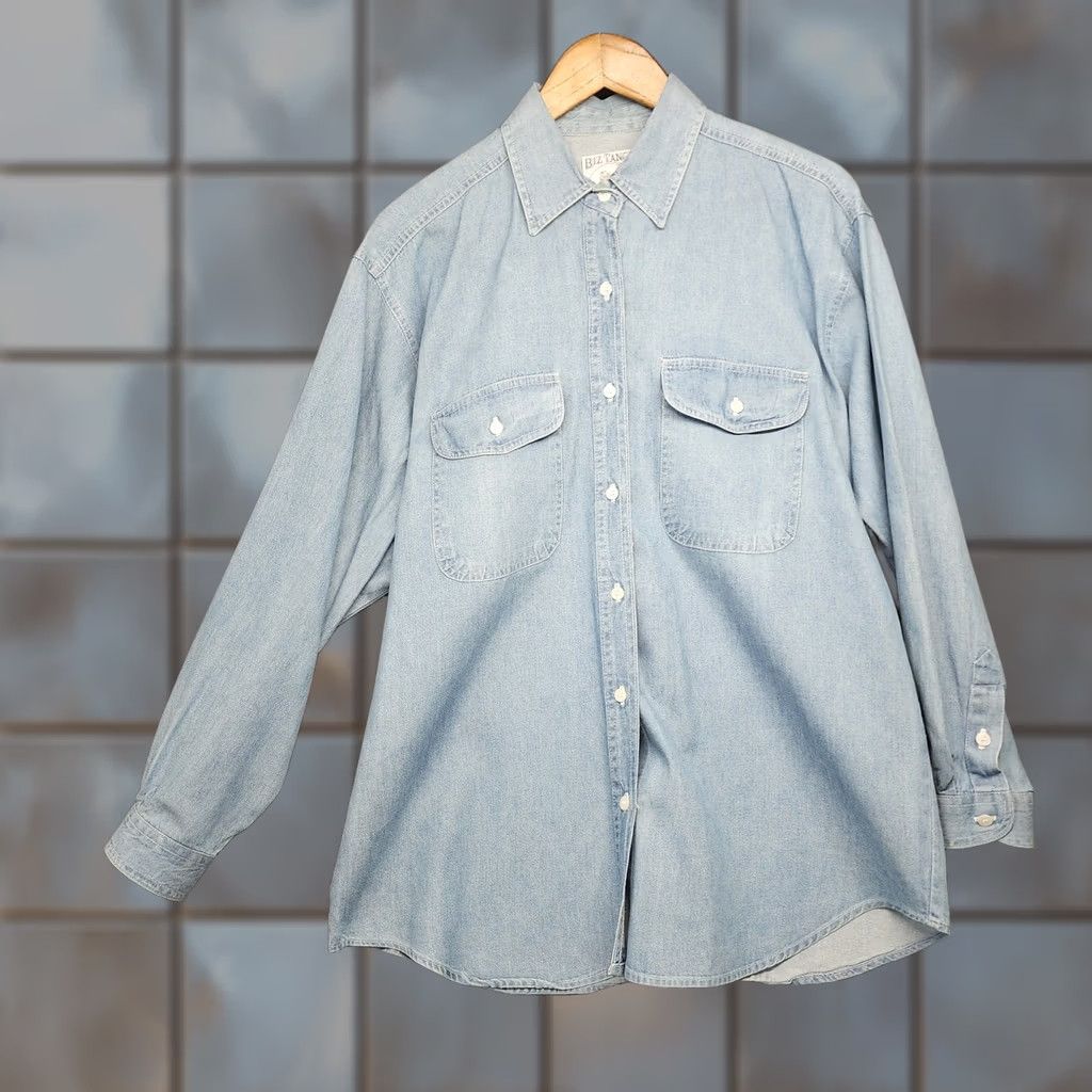 Vintage Biz Tango Blues Denim Shirt Mens Medium Western Pearl Snap Pockets Cowboy Size US M / EU 48-50 / 2 - 1 Thumbnail