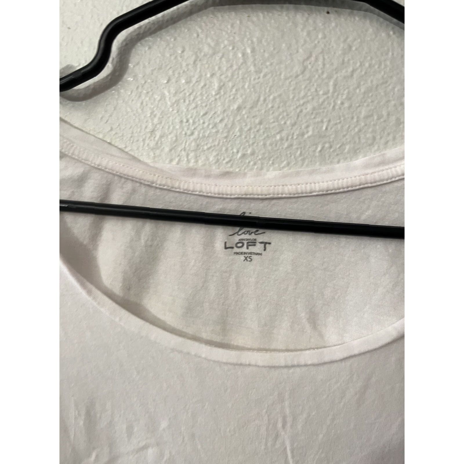 Loft Live Love Loft Women’s XS White Top Short Sleeve Pullover Casual Shirt, Cotton, Round Neck, Solid, Regular, Fall Spring Summer, Womens XS Size XS / US 0-2 / IT 36-38 - 3 Thumbnail