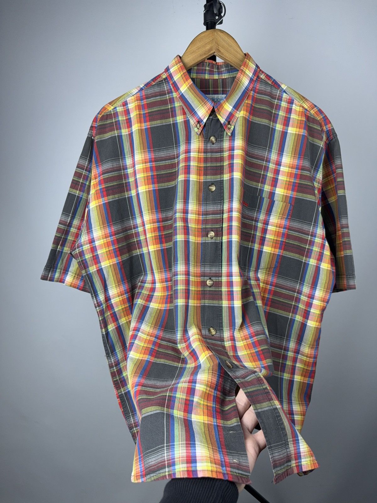 Adidas 00s Vintage Adidas Originals Madras Plaid Button Down Shirt Size US XL / EU 56 / 4 - 2 Thumbnail