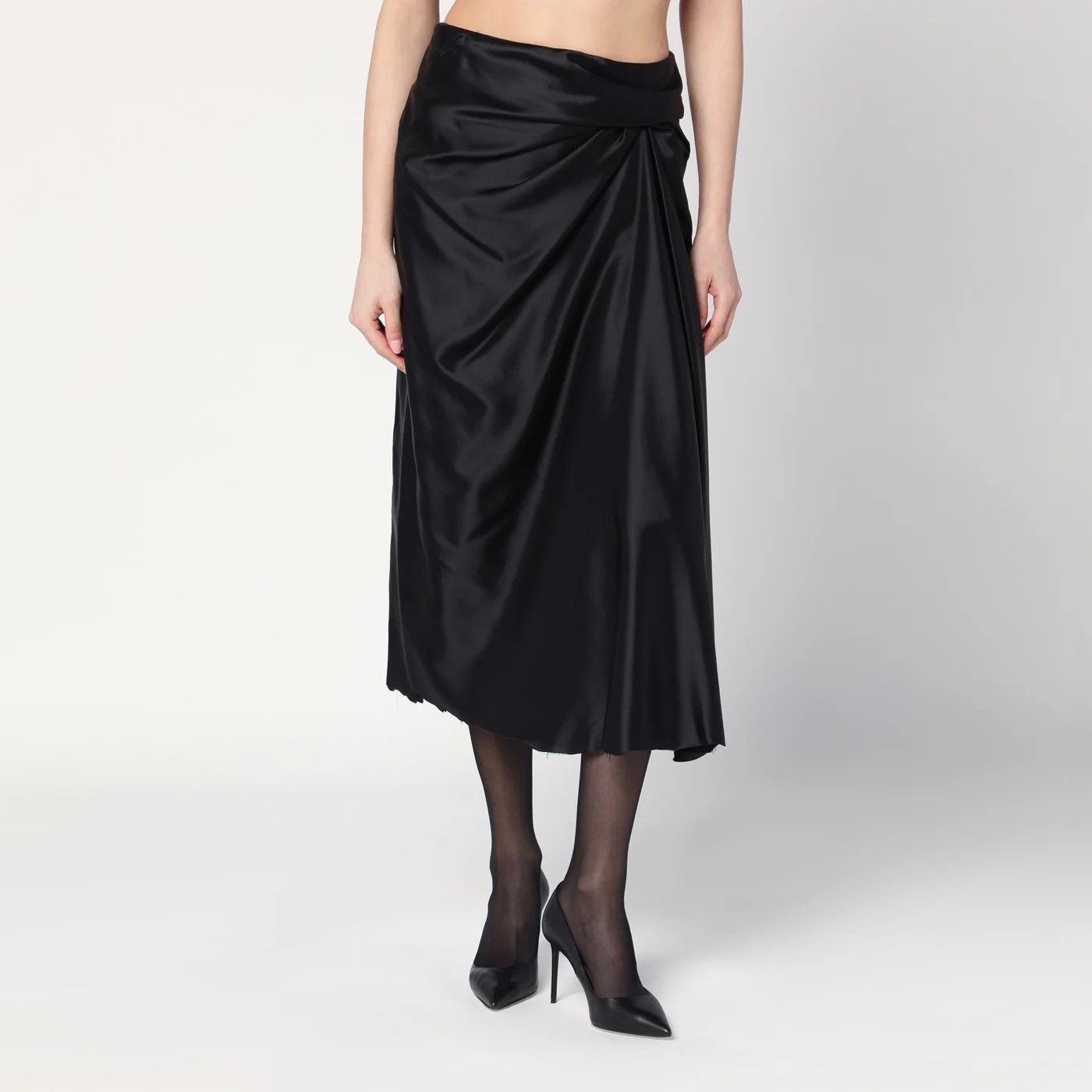 Balenciaga o1d2blof0426 Draped Skirt in Black Size 27" / US 4 / IT 40 - 1 Thumbnail