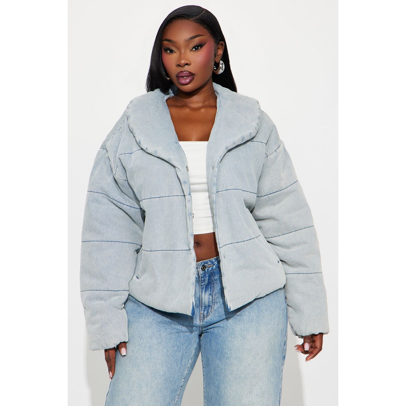 Other Ice Queen Denim Puffer Jacket - Light Wash - Size L Size L / US 10 / IT 46 - 5 Thumbnail