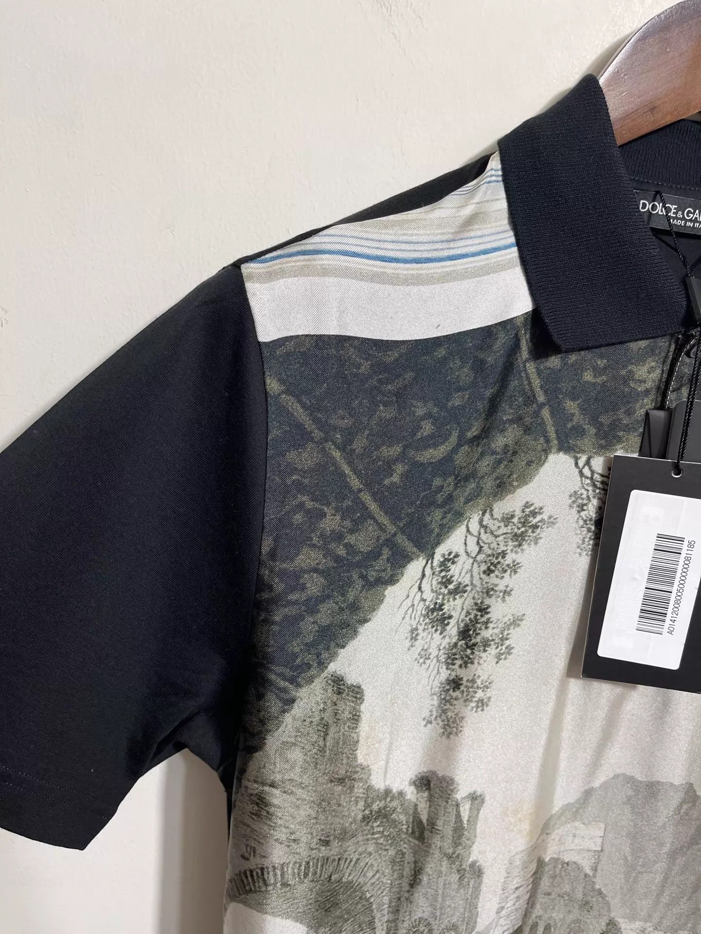 Dolce & Gabbana DG Slim Fit Silk-Cotton Roman Temple Polo 50 Size US M / EU 48-50 / 2 - 4 Thumbnail