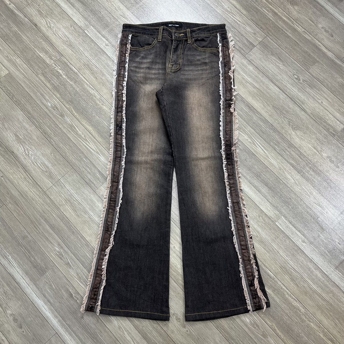 If Six Was Nine × Japanese Brand × Le Grande Bleu (L.G.B.) Y2K Avant Le Temps Waxed Leather Faded Flare Jeans Bootcut Size 27" / US 4 / IT 40 - 1 Thumbnail