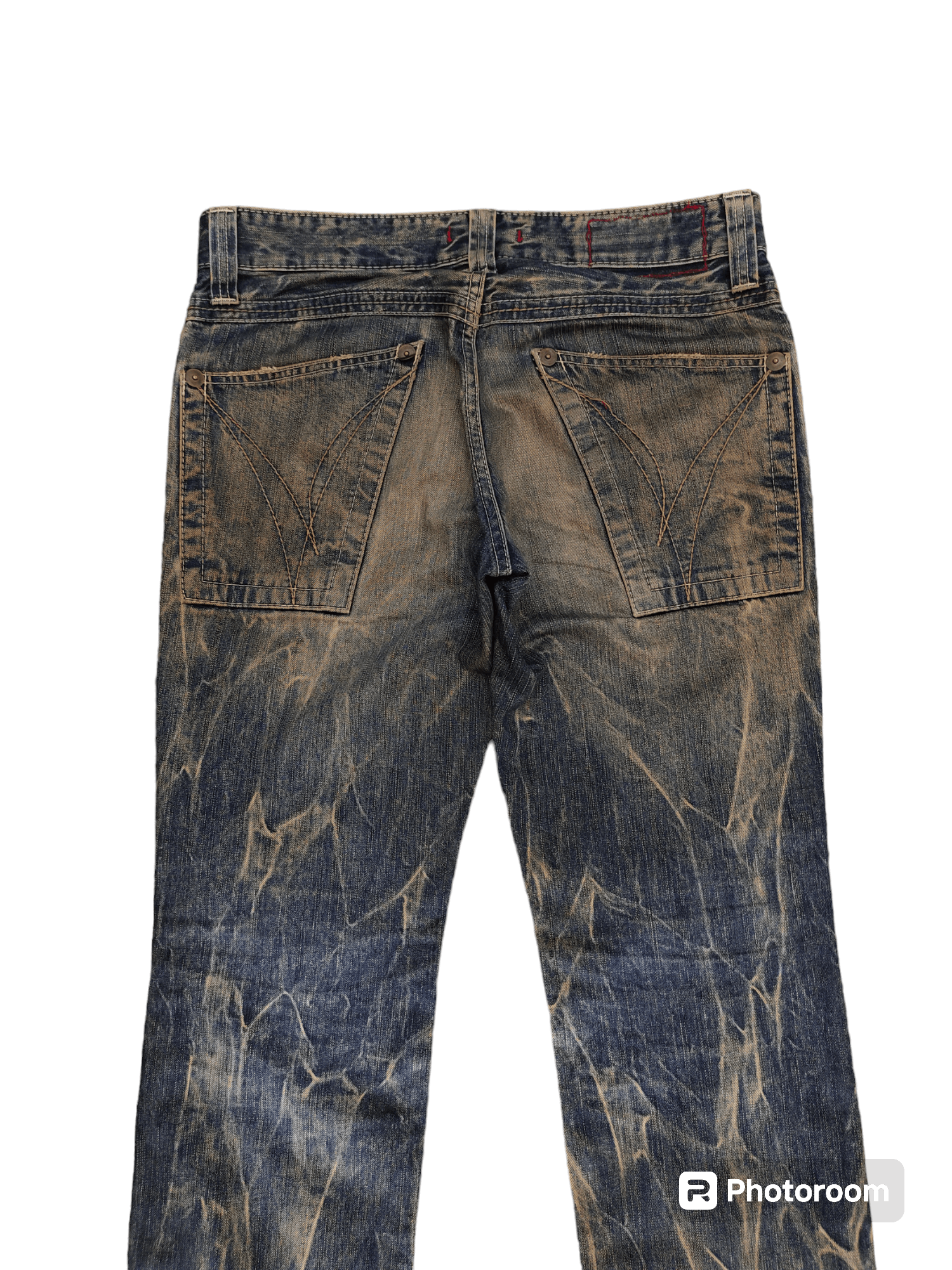 If Six Was Nine 1990s Blue Way Japan Clawmark Distress Faded Denim Jeans Size US 33 - 11 Thumbnail