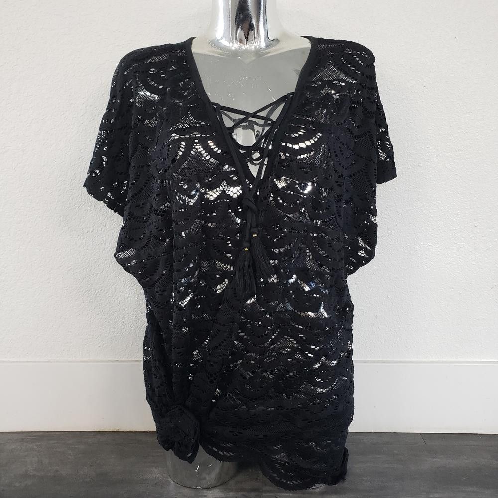 Designer Black Classic Beach Bikini Cover Up Size ONE SIZE - 1 Thumbnail