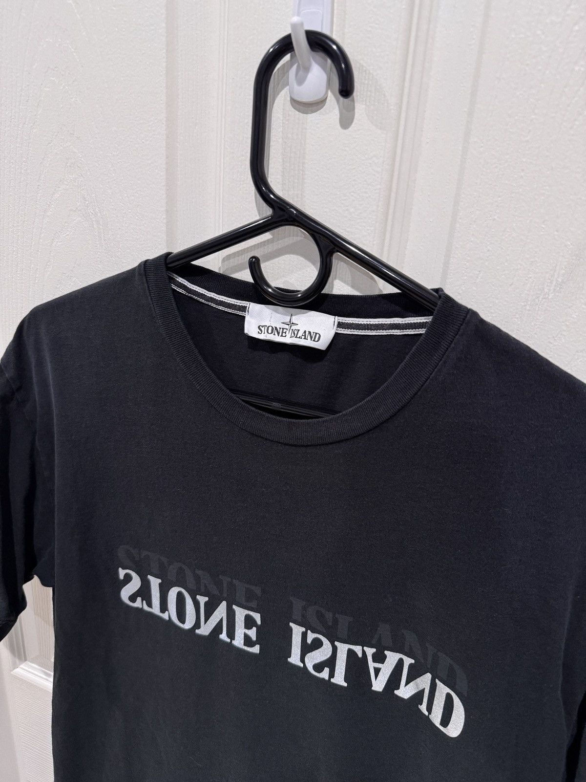 Stone Island Stone Island Reflective Spellout Logo Black Tee T Size L Size US L / EU 52-54 / 3 - 4 Thumbnail