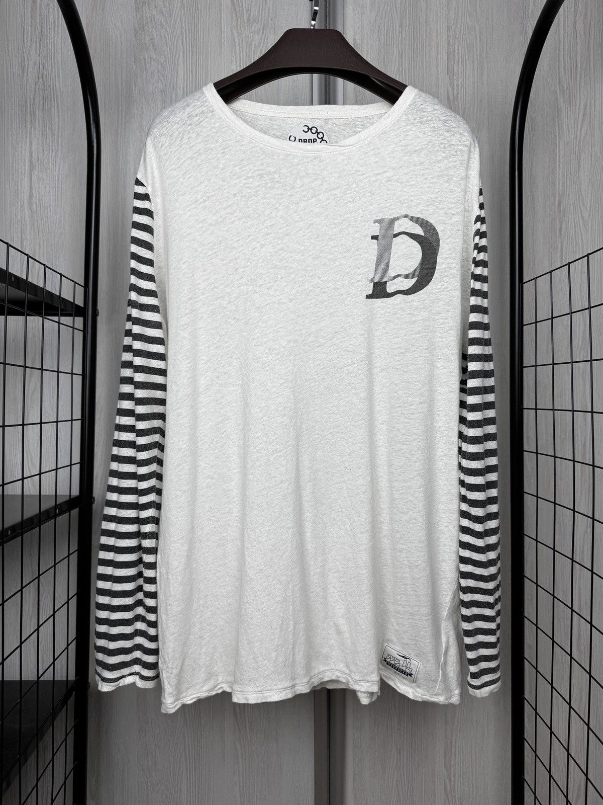 Drop Dead Drop Dead Guys White/Grey Linen Cotton long sleeve tee sz L Size US L / EU 52-54 / 3 - 2 Thumbnail