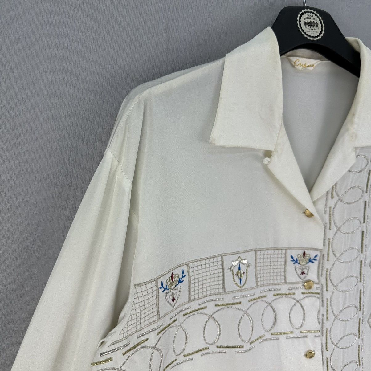 Flannel Vintage 90's Rockabilly Satin Shirt Loop Collar by Curve Size US M / EU 48-50 / 2 - 2 Thumbnail