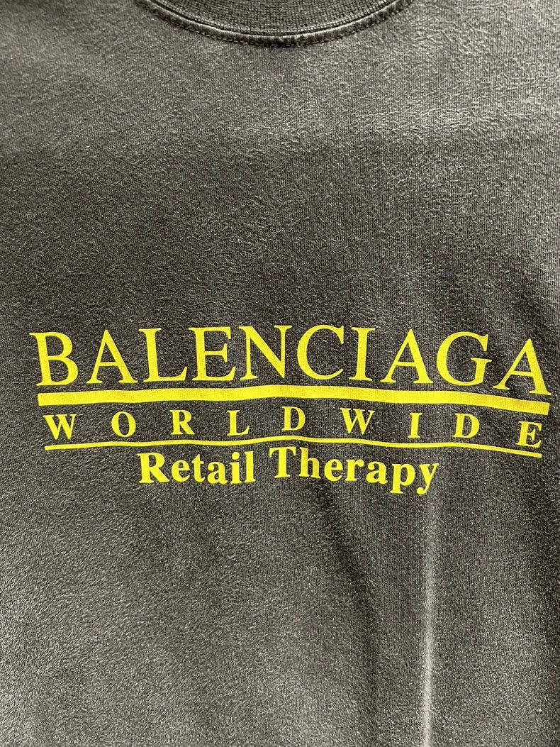 Balenciaga Balenciaga Washed gray long-sleeved T-shirt with yellow le Size US M / EU 48-50 / 2 - 3 Thumbnail