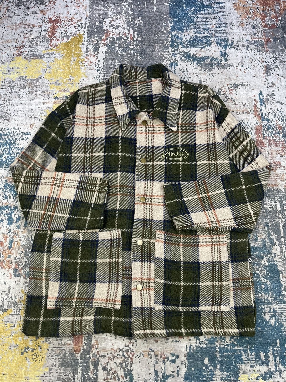 Airwalk Vintage 70/80s Airwalk Checkered Wool Work Jacket Size US L / EU 52-54 / 3 - 1 Thumbnail