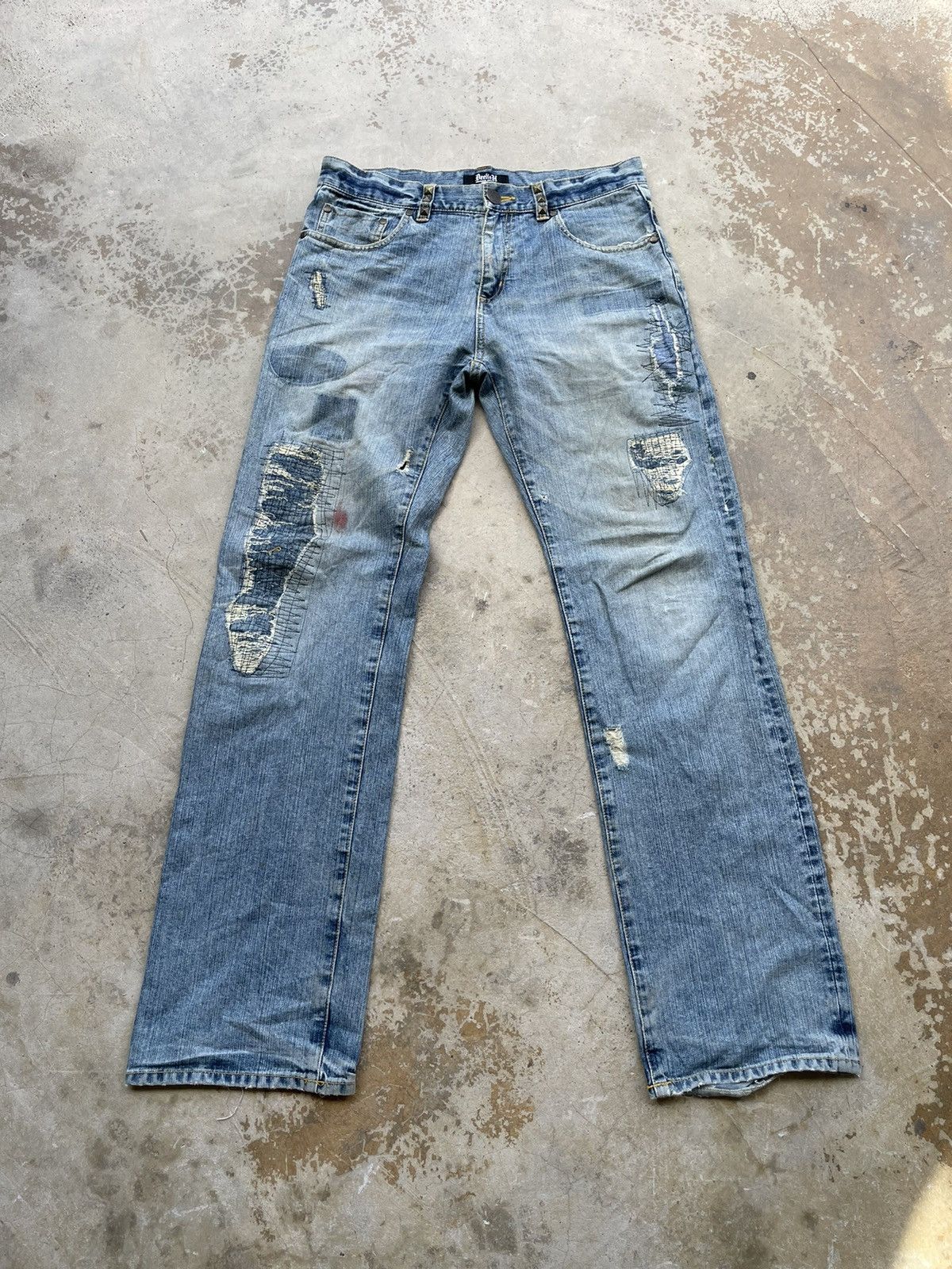 If Six Was Nine Vintage Beelish Distressed Jeans Kapital Patchwork Style Size US 32 / EU 48 - 2 Thumbnail