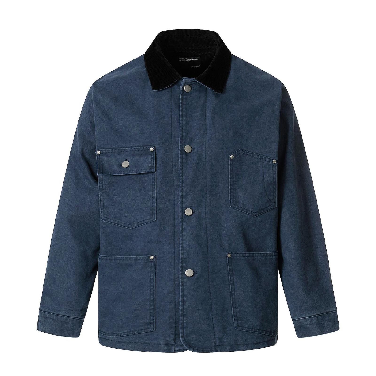 Japanese Brand Tan Retro Washed Work Jacket with Corduroy Collar Size US M / EU 48-50 / 2 - 8 Thumbnail