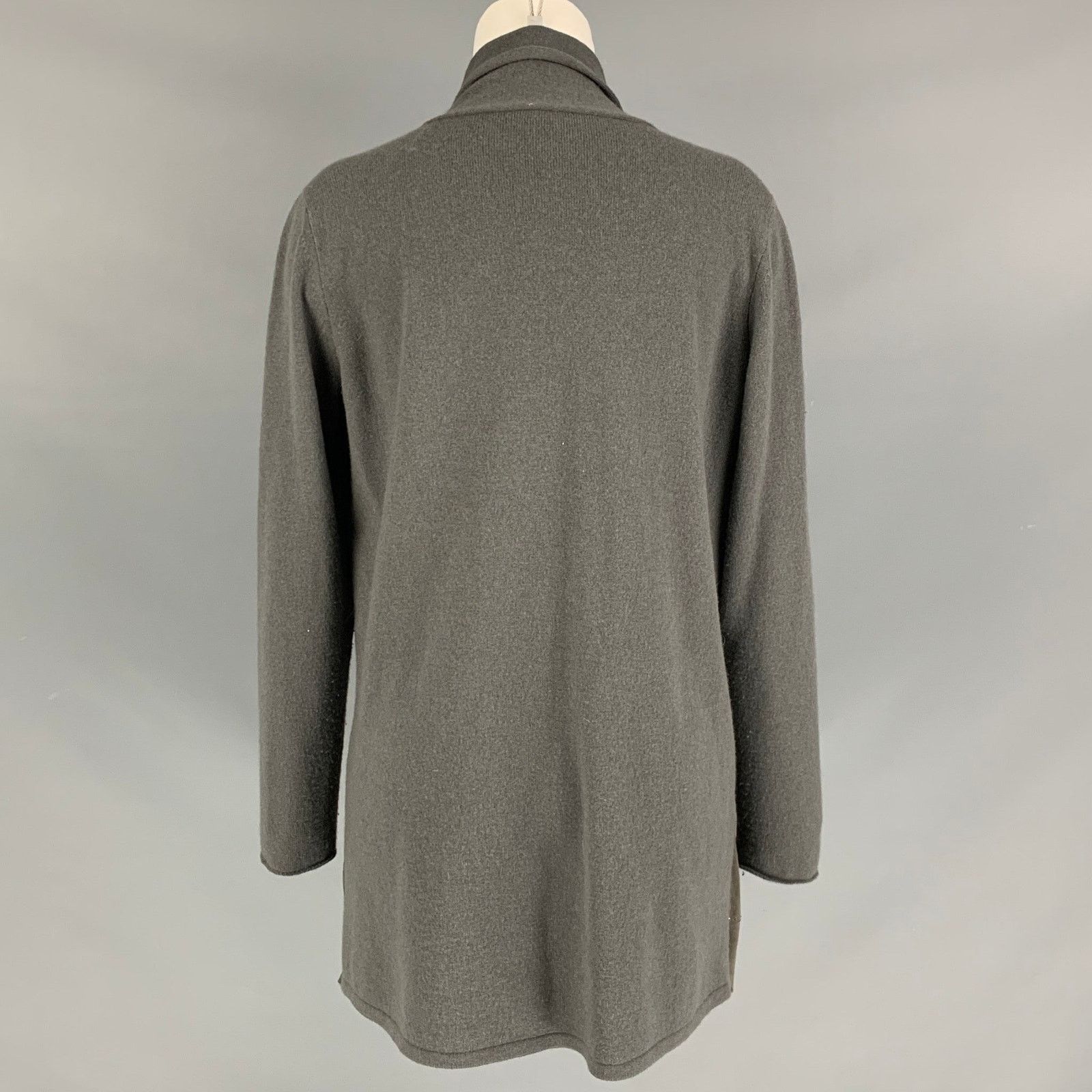 Fabiana Filippi M Olive Suede Studded Open Front Grey Cardigan Size M / US 6-8 / IT 42-44 - 2 Thumbnail