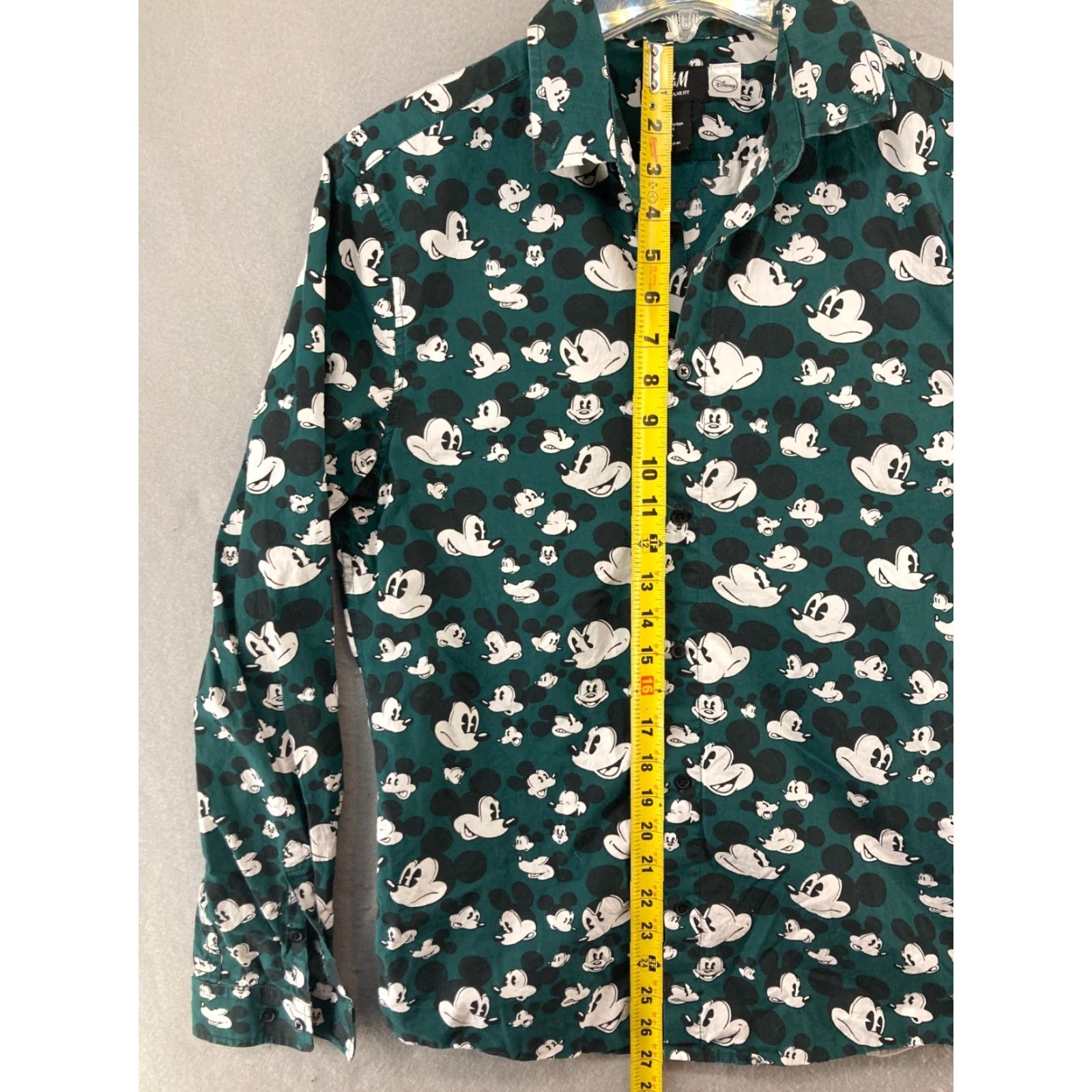 H&M HM Mickey Mouse Shirt Mens Small Long Sleeve Button Up Green Size US S / EU 44-46 / 1 - 3 Thumbnail