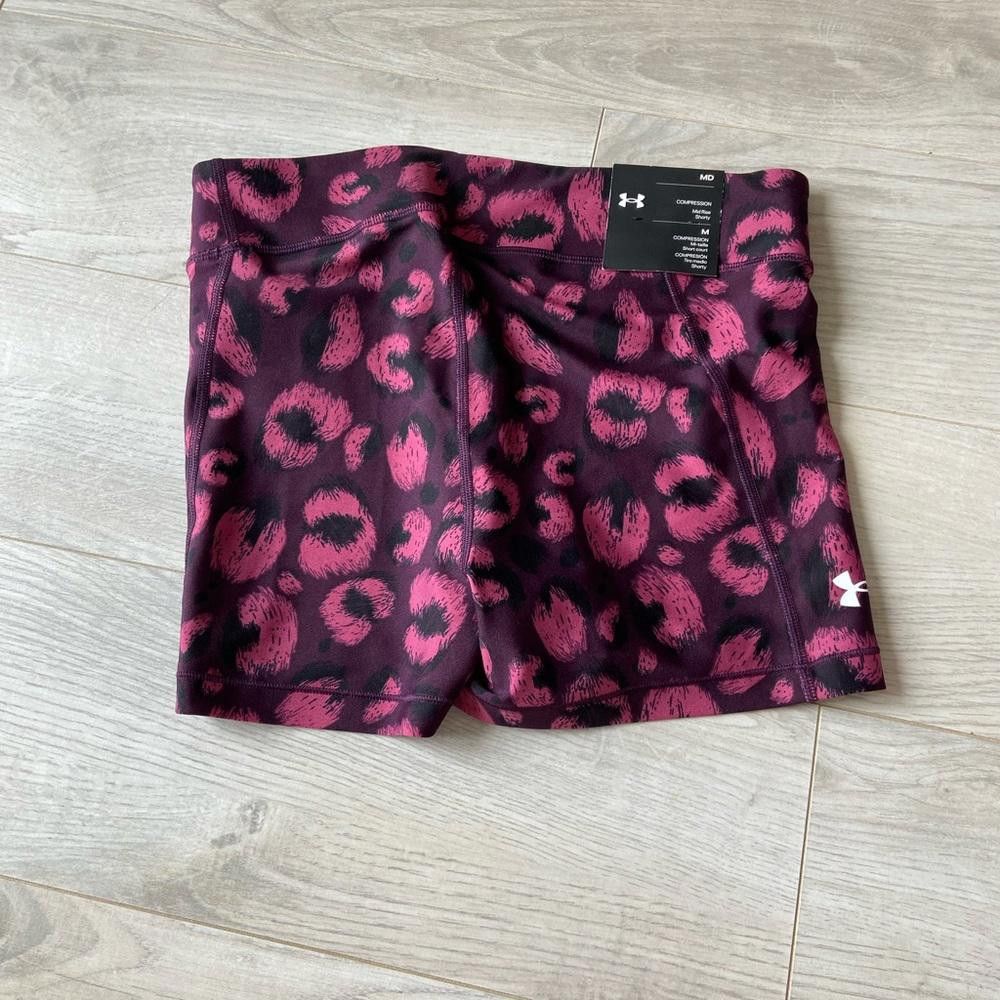 Under Armour Under Armour Purple Pink Print Mid Rise Spandex Shorts Size 32" / US 10 / IT 46 - 3 Thumbnail