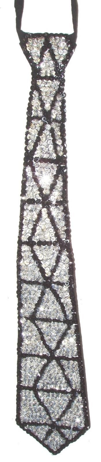 Sterling Silver Sequin Neck Tie SILVER TRIANGLES Adult Unisex Size ONE SIZE - 1 Preview