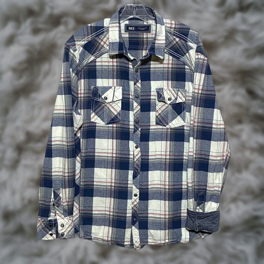 BKE VINTAGE BKE Athletic Fit Plaid Flannel Snap Button Shirt Mens XL Western Chore Cowboy Size US XL / EU 56 / 4 - 1 Thumbnail