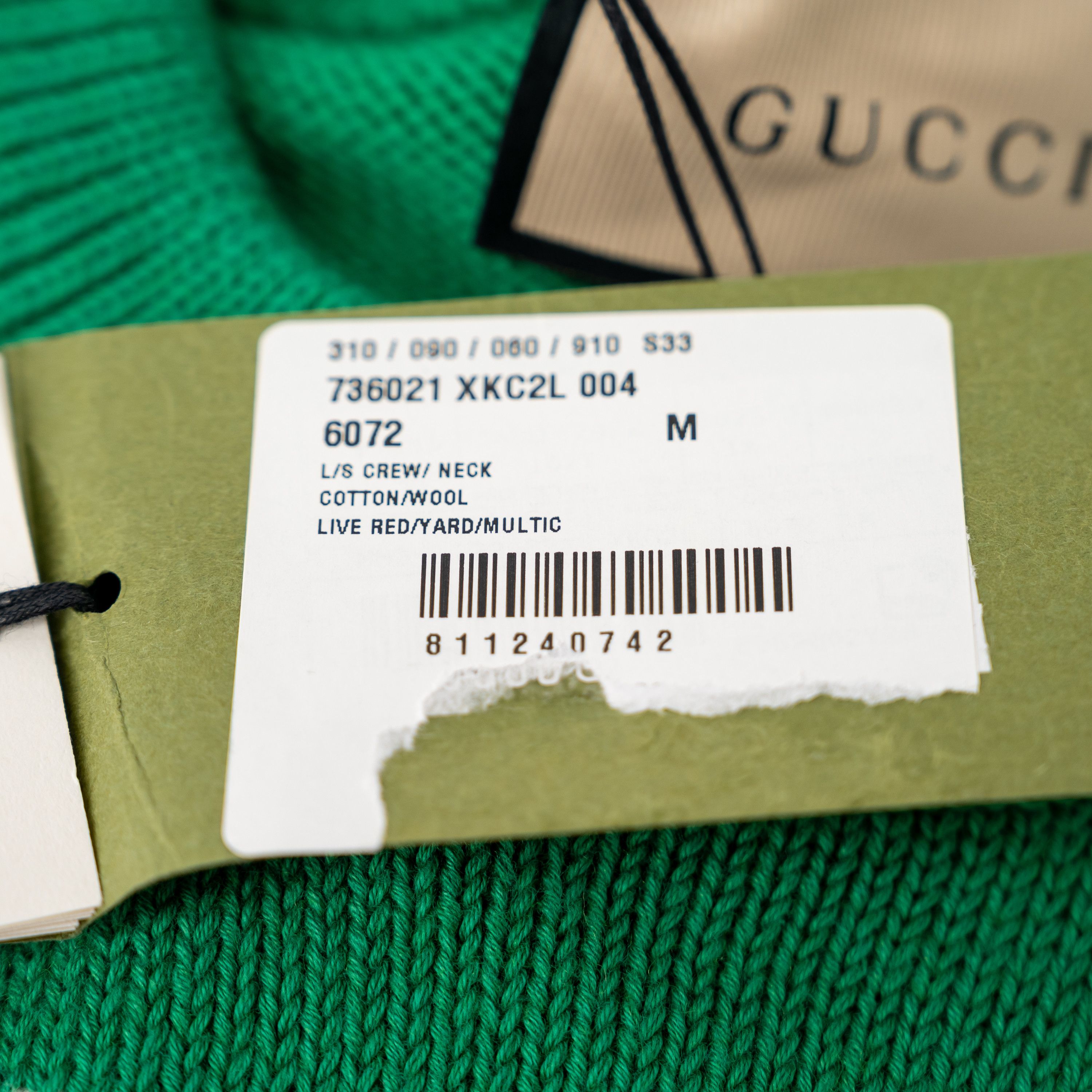 Gucci M - Gucci Kawaii Striped Sweater Green Red Cotton Wool Size US M / EU 48-50 / 2 - 6 Thumbnail