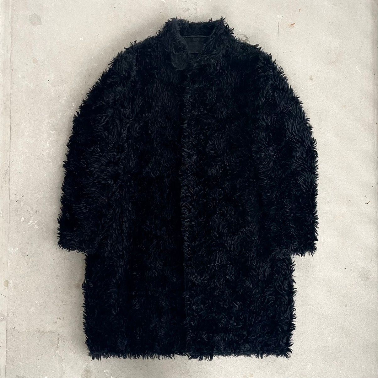 Pre-owned Prada Mohair Fur Coat In Black