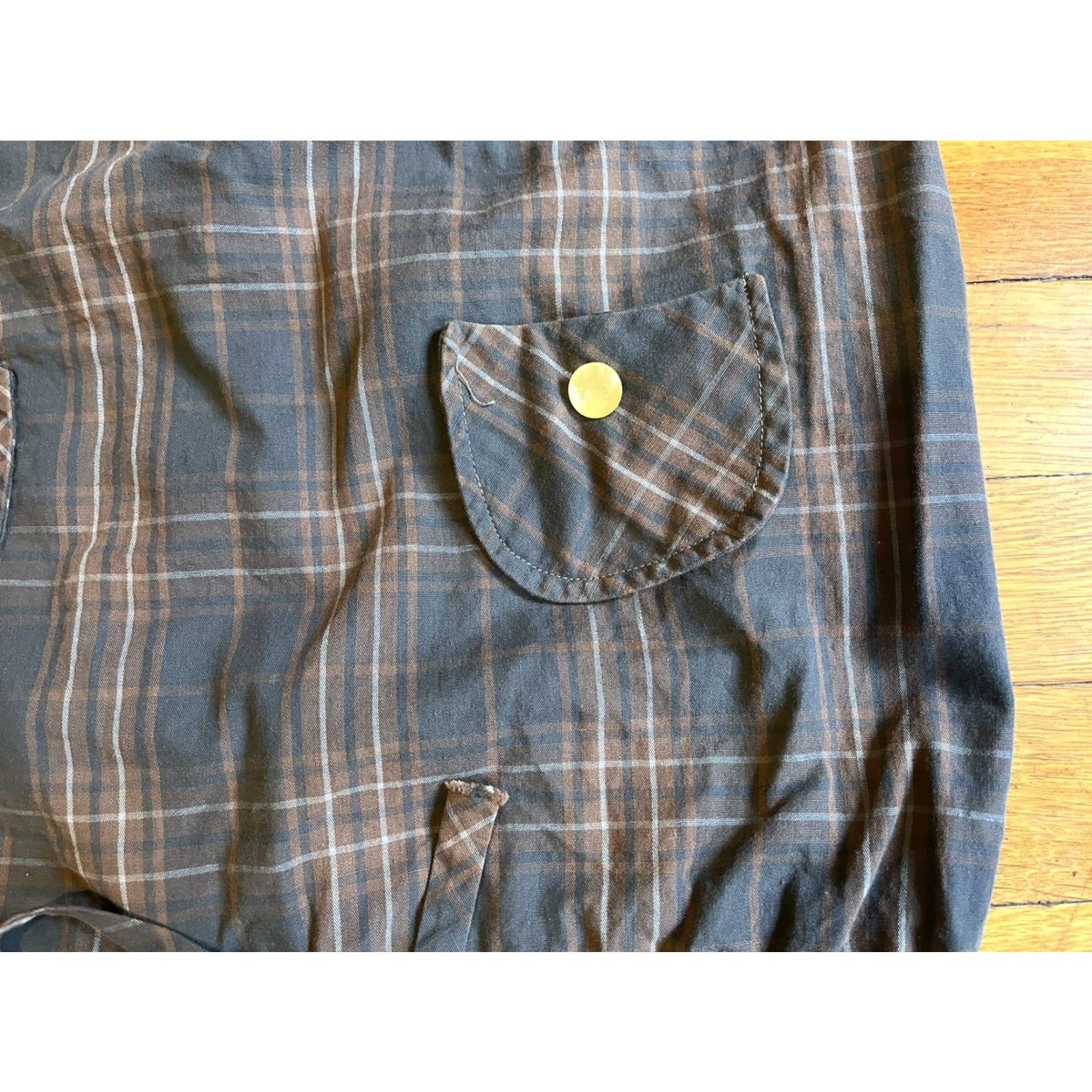 Vintage VINTAGE Helen Whiting Skirt Suit Set Brown Tartan Plaid Peter Pan Collar 60s Womens Small S Cotton Mod/GoGo Size 42" / US 20 - 3 Thumbnail