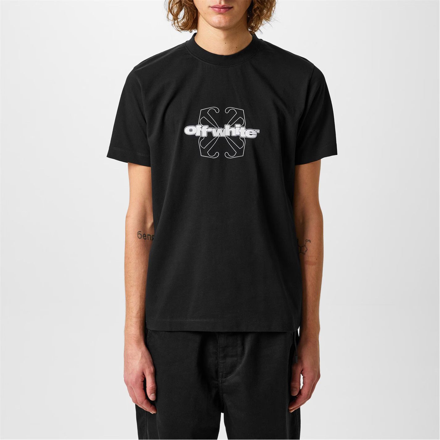 Off-White o1g2r1mq0226 Flock Arrow Short Sleeve T-Shirt In Black Size US XL / EU 56 / 4 - 3 Thumbnail