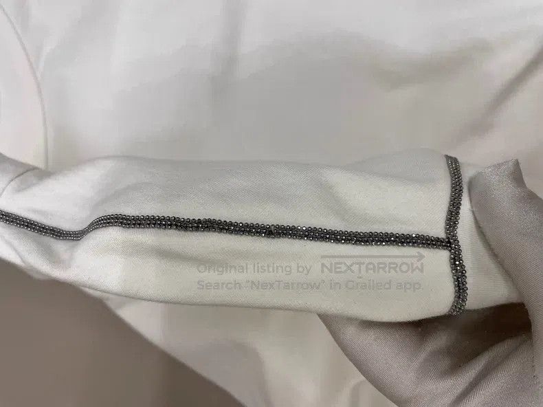 Brunello Cucinelli Brunello Cucinelli White Cotton Beaded Sweatshirt Size XS / US 0-2 / IT 36-38 - 9 Thumbnail
