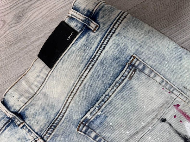 Amiri Amiri Light blue splatter straight leg distressed denim je Size US 38 / EU 54 - 5 Thumbnail
