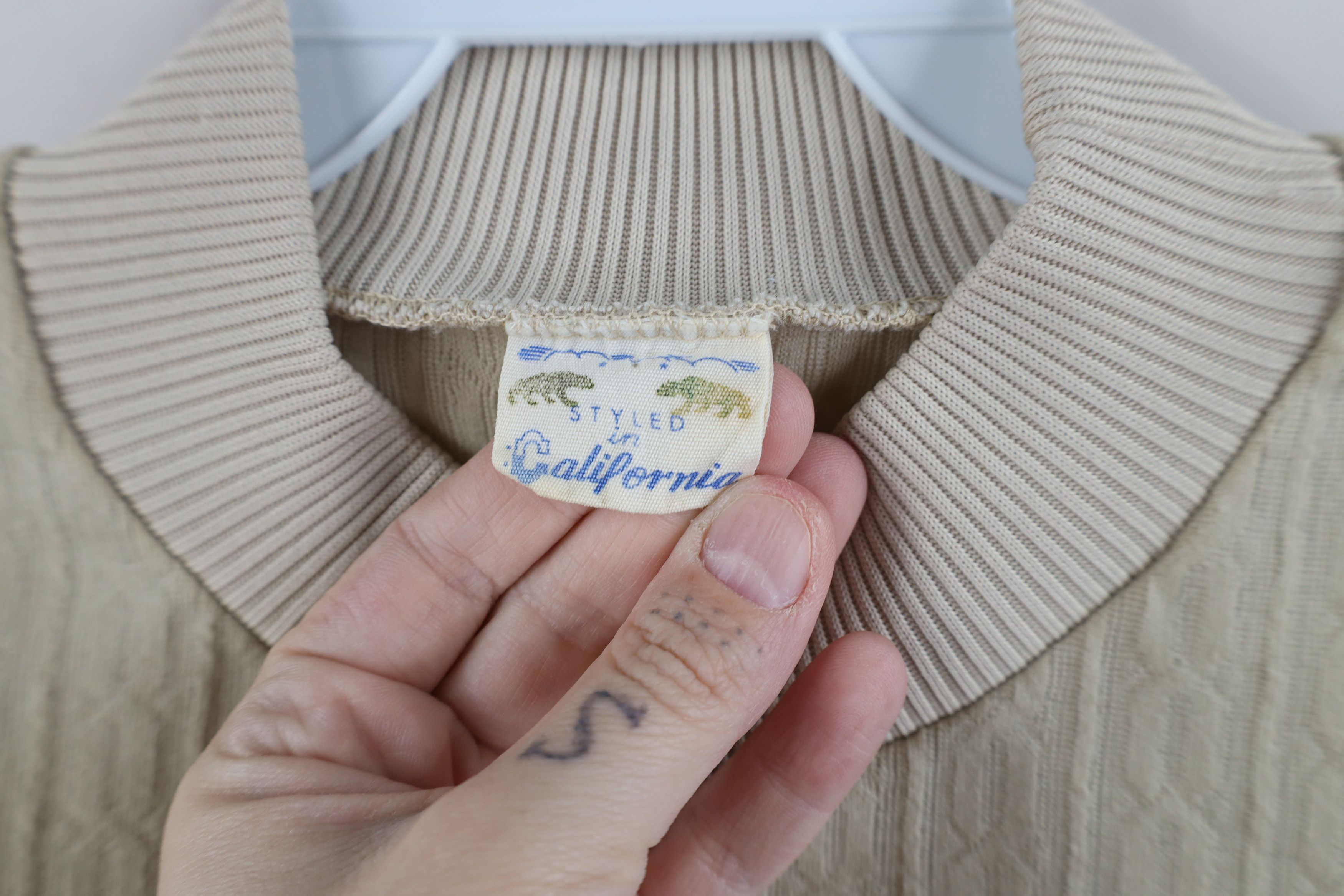 Vintage Vintage 50s Ban Lon Knit Short Sleeve Mock Neck T-Shirt USA Size US L / EU 52-54 / 3 - 7 Thumbnail